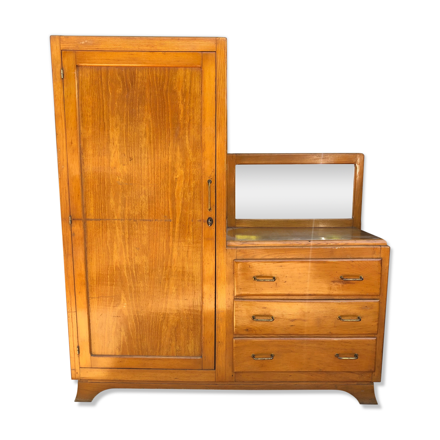 Rare asymmetrical dressing cabinet 50s