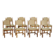 Henning Kjærnulf, set of 8 chairs, Oak and Hessian, Mid Century Modern, 1960s