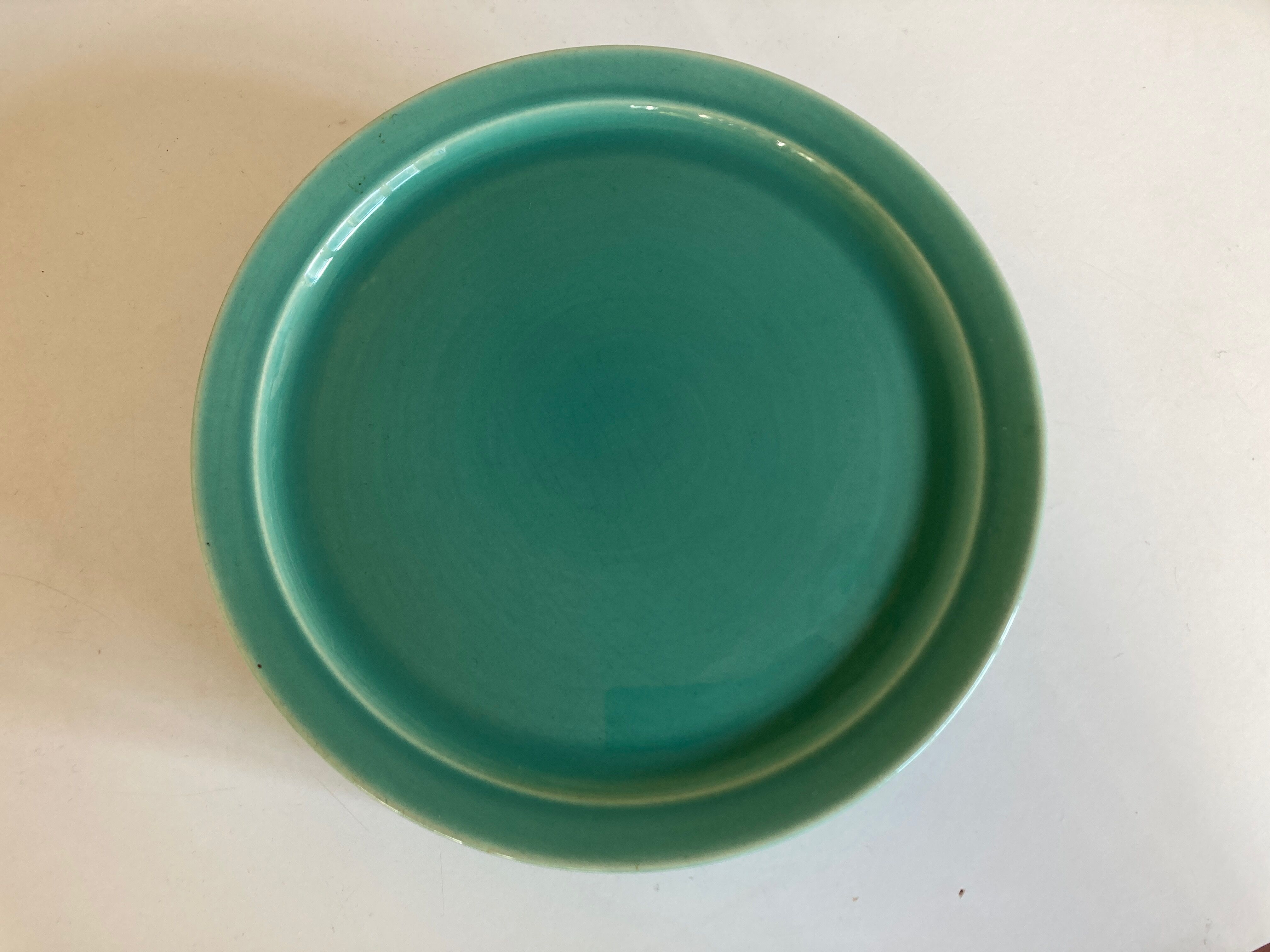 Set of 8 modernist plates in turquoise earthenware 1950 Villeroy and Boch
