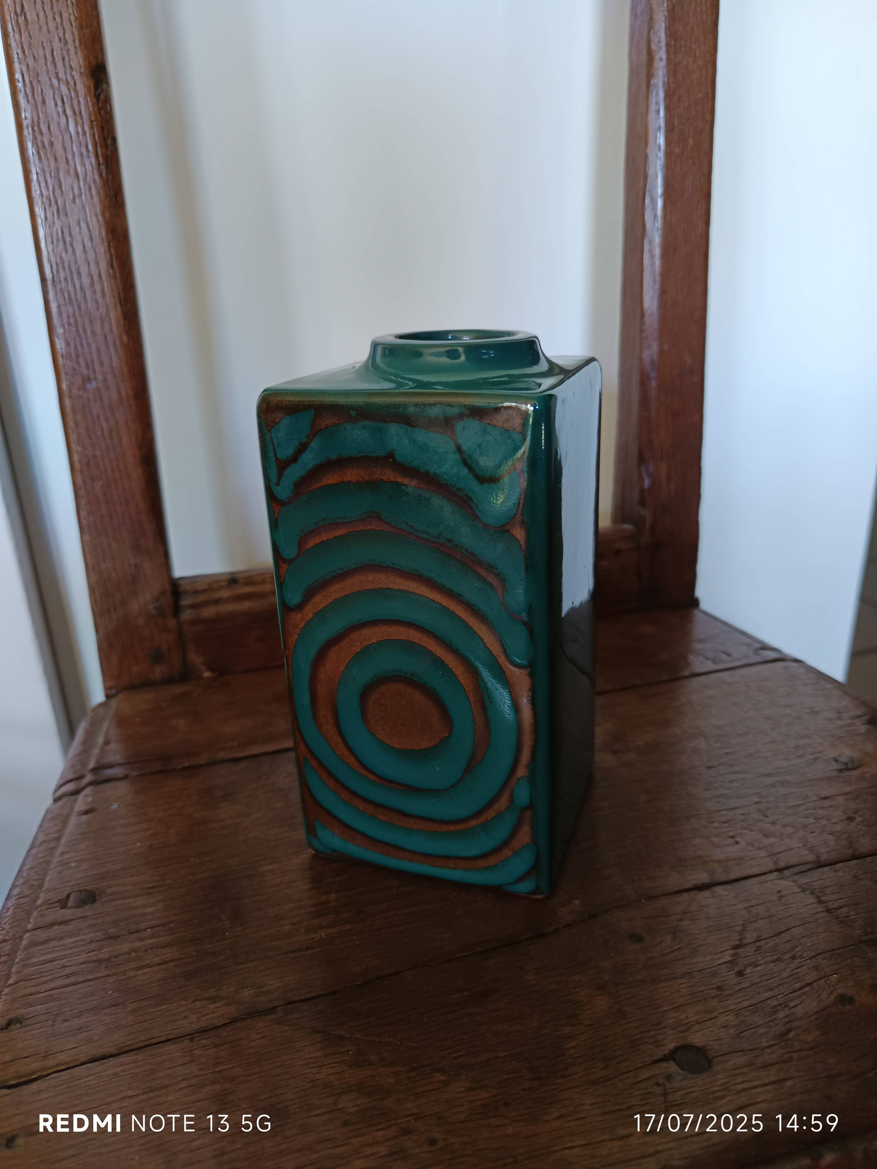 Cubic ceramic vase, Veb Haldensleben, 1960