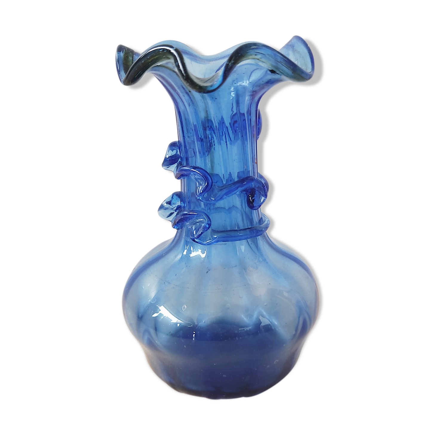 Vase in blown blue glass