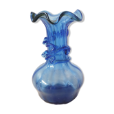 Vase en verre bleu soufflé