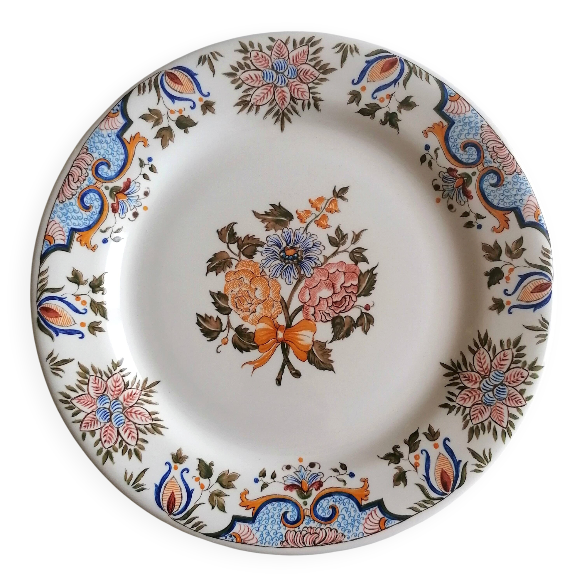 Assiette faïence Gien décor Bordeaux