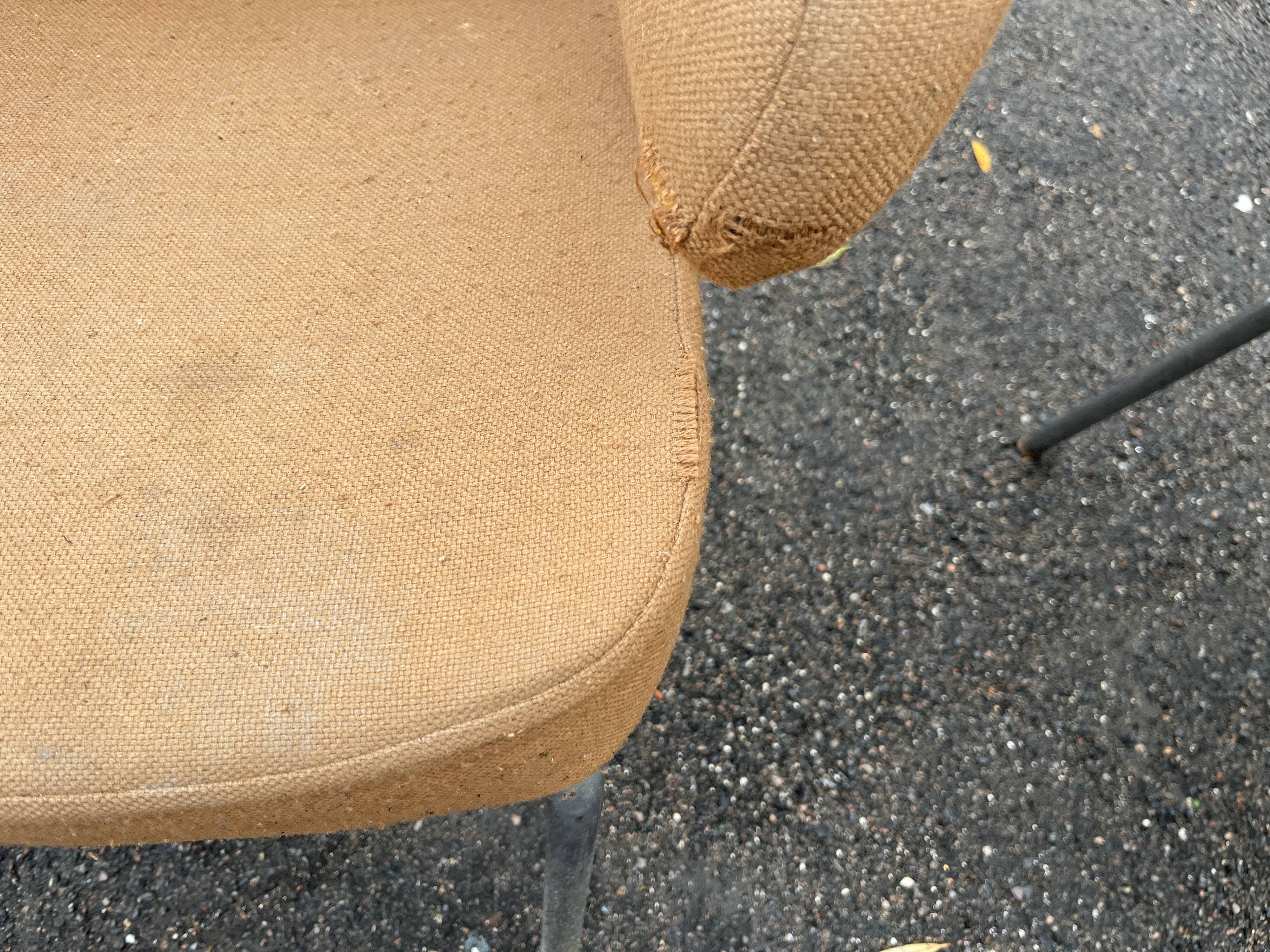 Pair of vintage armchairs with metal legs and orange fabric, 1960s-1970s