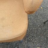 Pair of vintage armchairs with metal legs and orange fabric, 1960s-1970s