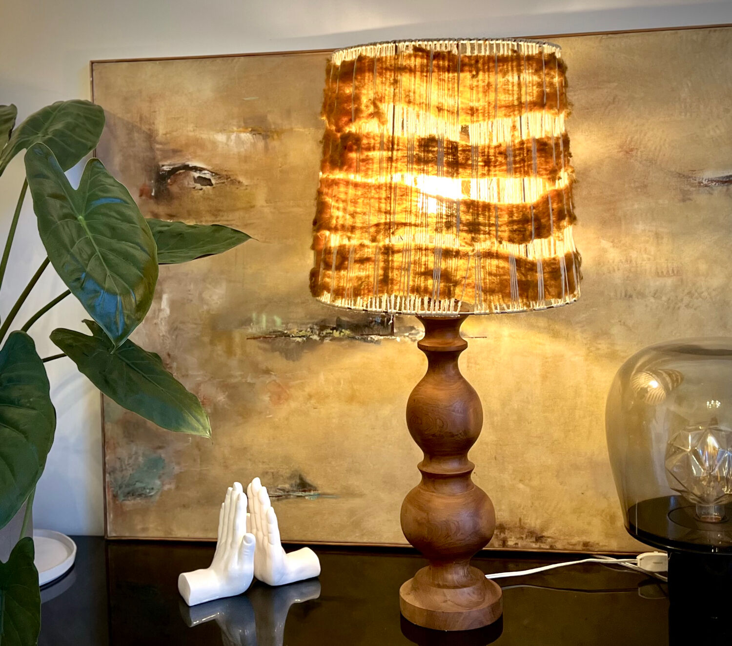 Vintage / bohemian chic wooden lamp