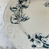 Large Earthenware Flat Plate with Floral Patterns