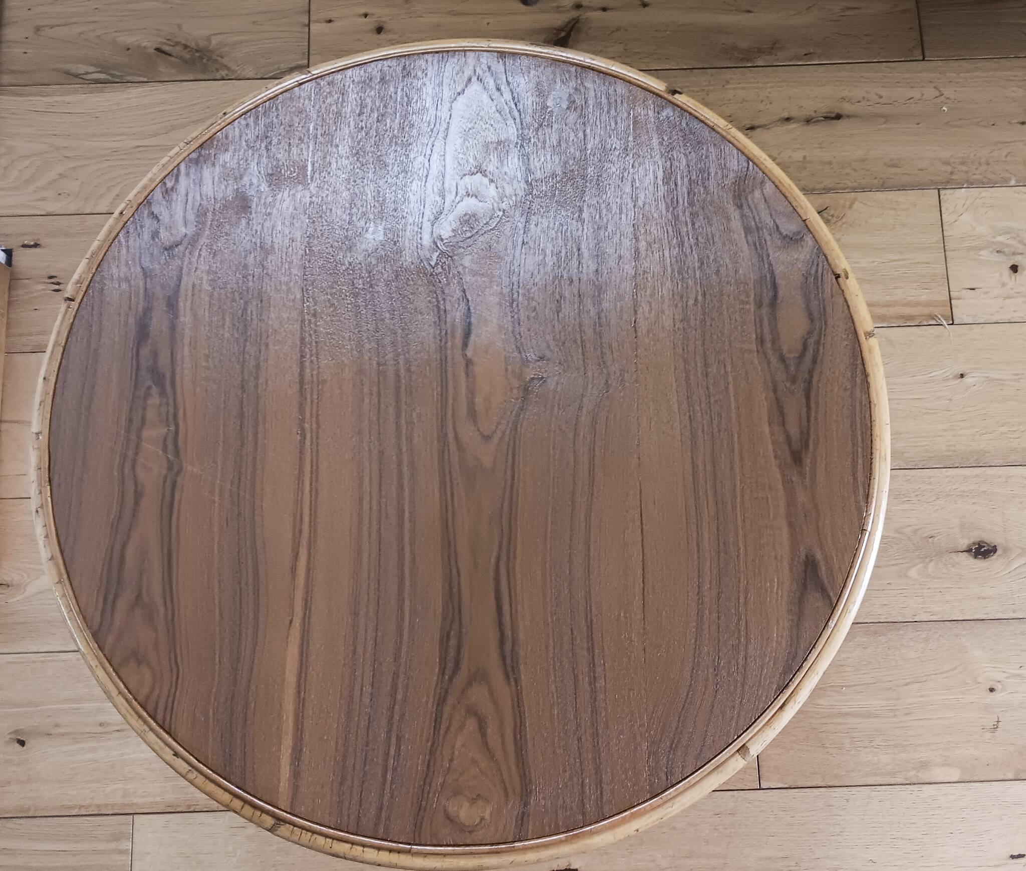 Rattan/bamboo and wood coffee table. Vintage 50s/60s.