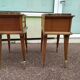 Set of 2 black white marble wood bedside tables with compass legs