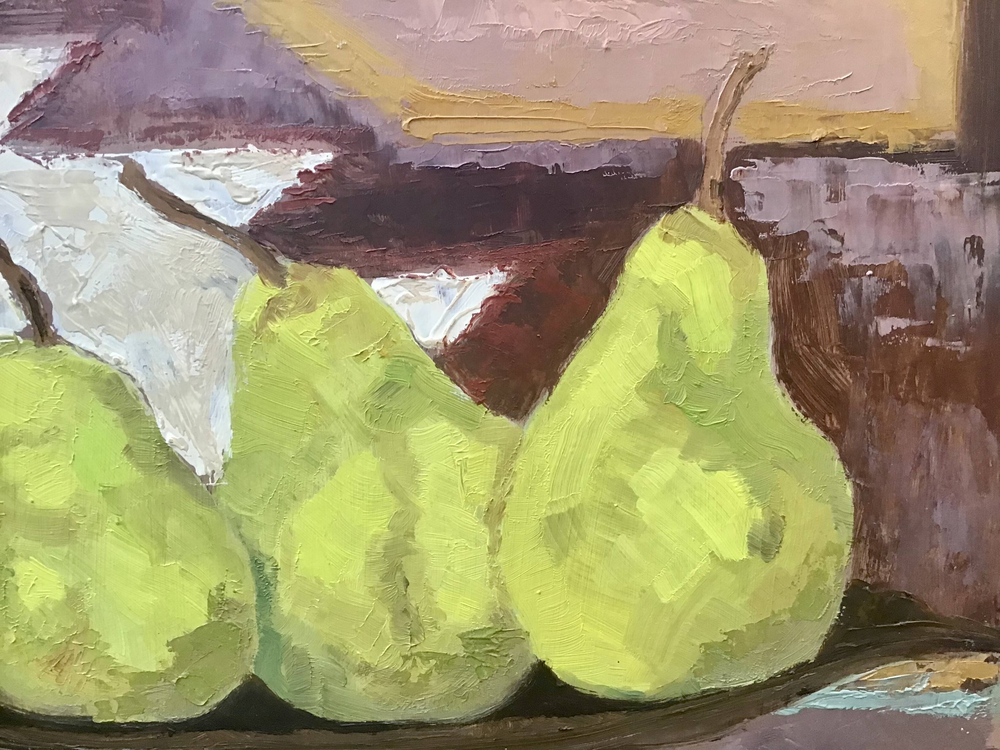 “Still life with pears” by Liliane Mallet-Hecq Oil on panel.