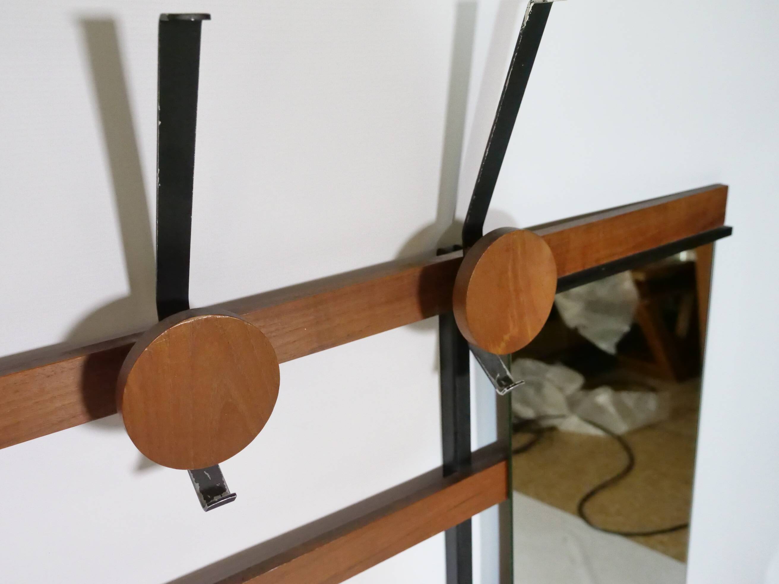 Teak vintage wall coat rack, 1960s