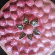 Vintage dessert plate in glazed ceramic with strawberry design, 1950s-1970s.