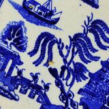 9 Antique Plates 19th Century Blue Willow Pattern Chinese Blue Decor