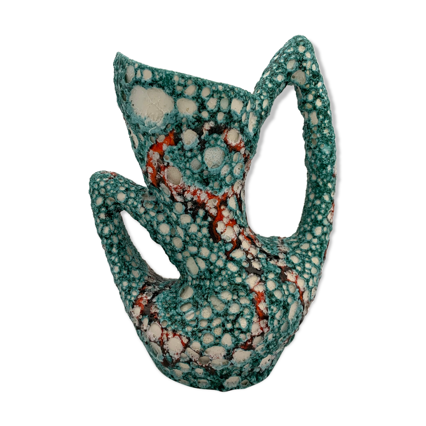 Vintage ceramic vase from vallauris, enamel "fat lava" 1960s