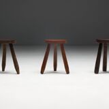 Brutalist Tripod Stools, France, 1960s