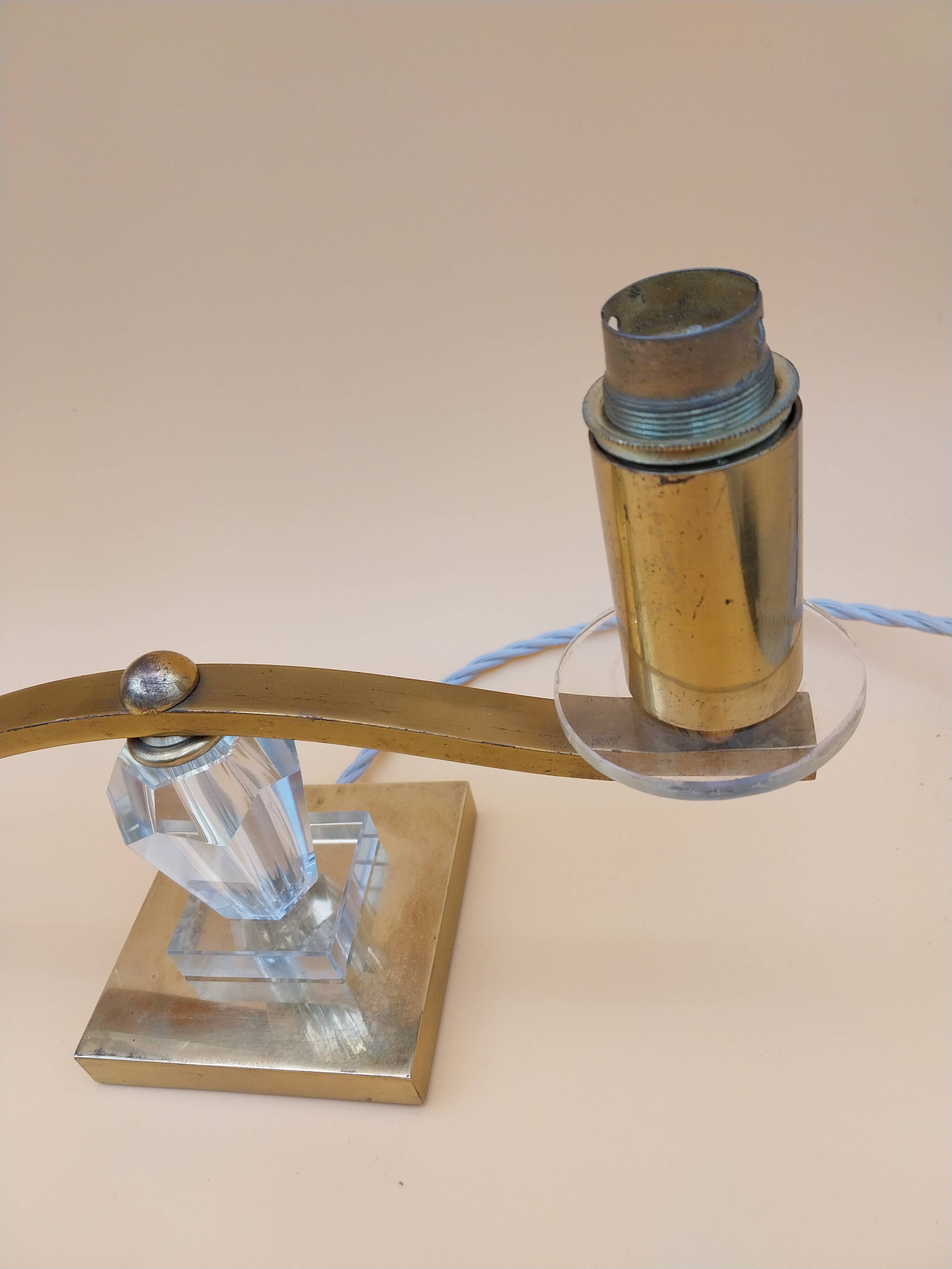 Art Deco lamp pair in brass and glass