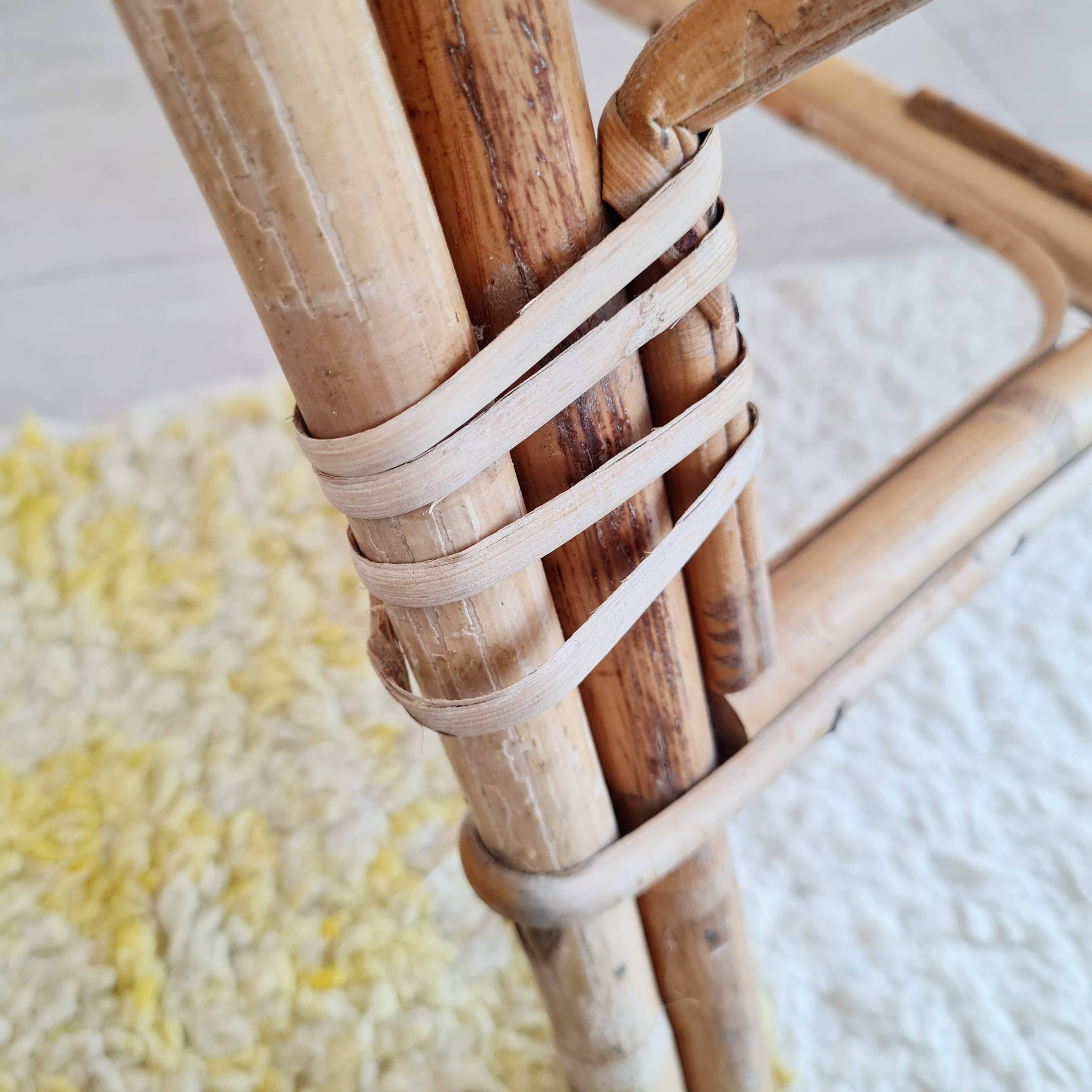 Antique rattan bench