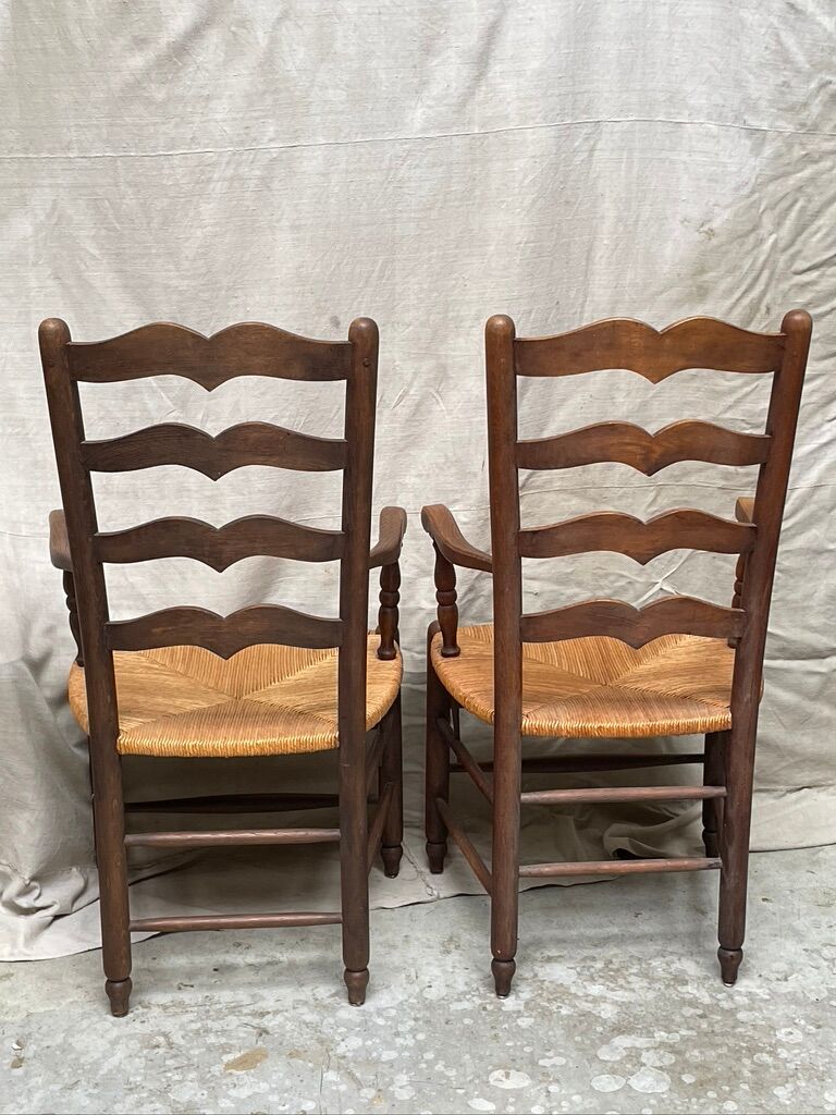 Pair of straw armchairs