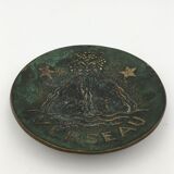 Max Le Verrier bronze trinket bowl, decoration of the sign of the zodiac Aquarius, 1930/1940