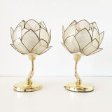 Pair of mother-of-pearl flower sconces