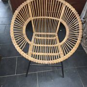 Vintage 70s rattan and metal sun lounger