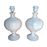 2 pieds de lampe balustre en albâtre, 1970