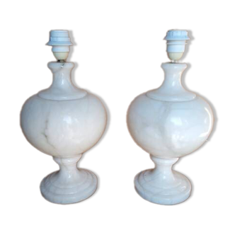 Pair of alabaster ball lamps, 1970s