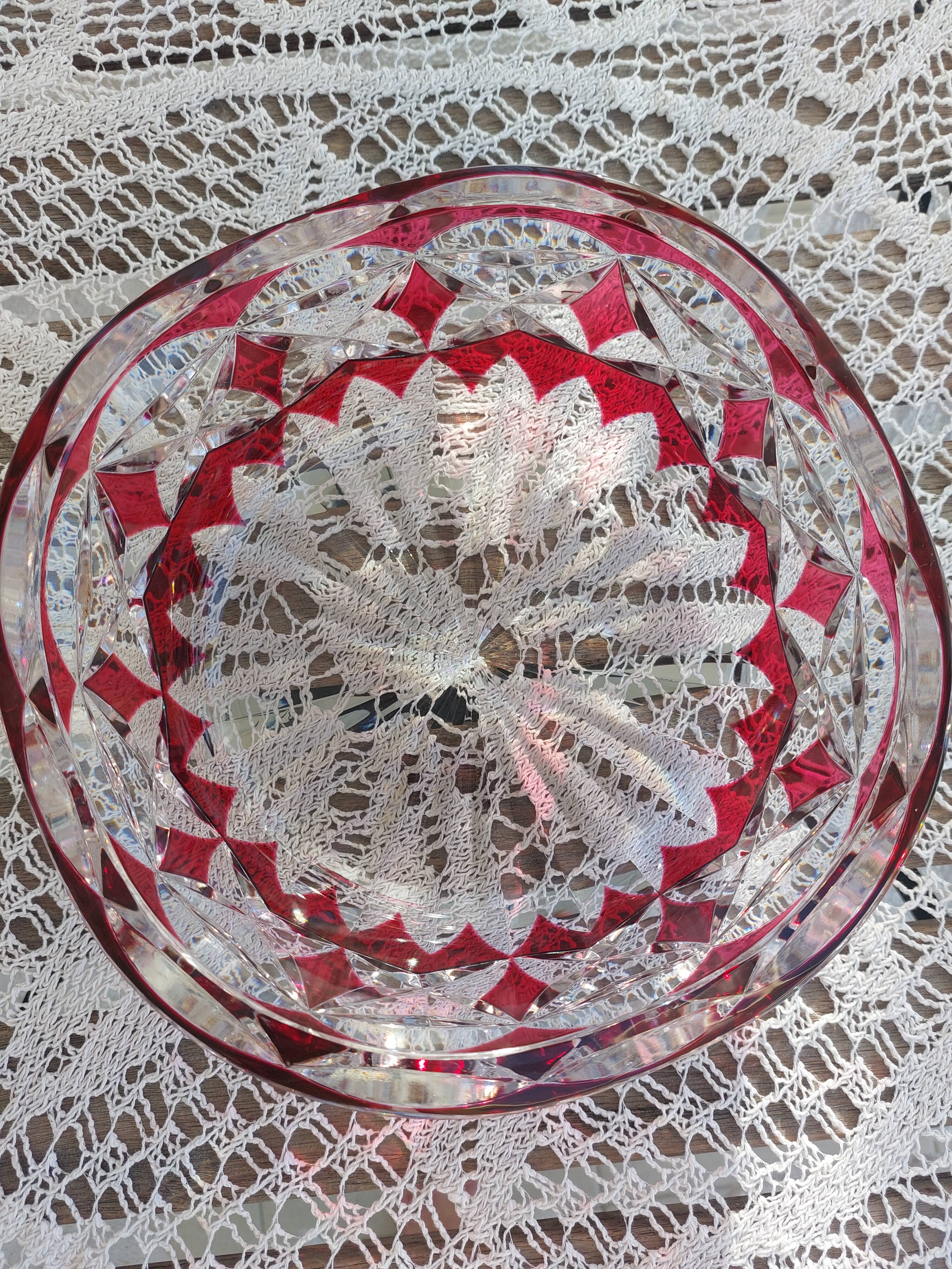 Val Saint Lambert Cup – Double red crystal – Signed