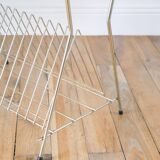 Vinyl rack in brass and leatherette, 1960