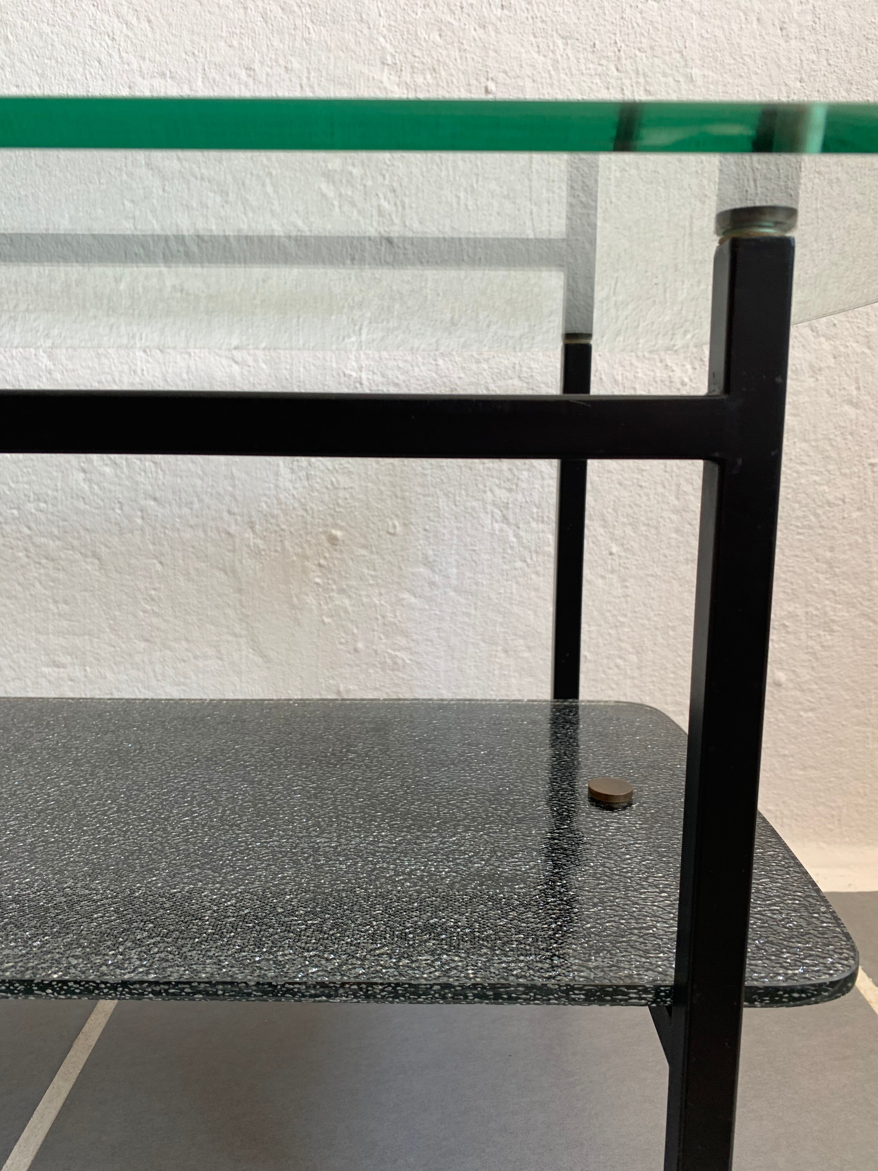Vintage glass and steel coffee table Years 50