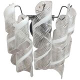 Transparent and white “ricci” murano glass wall sconce