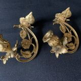 Pair of Louis XV sconces in 18th century gilded bronze