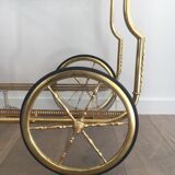 Neo-classical table in gilded metal and glass