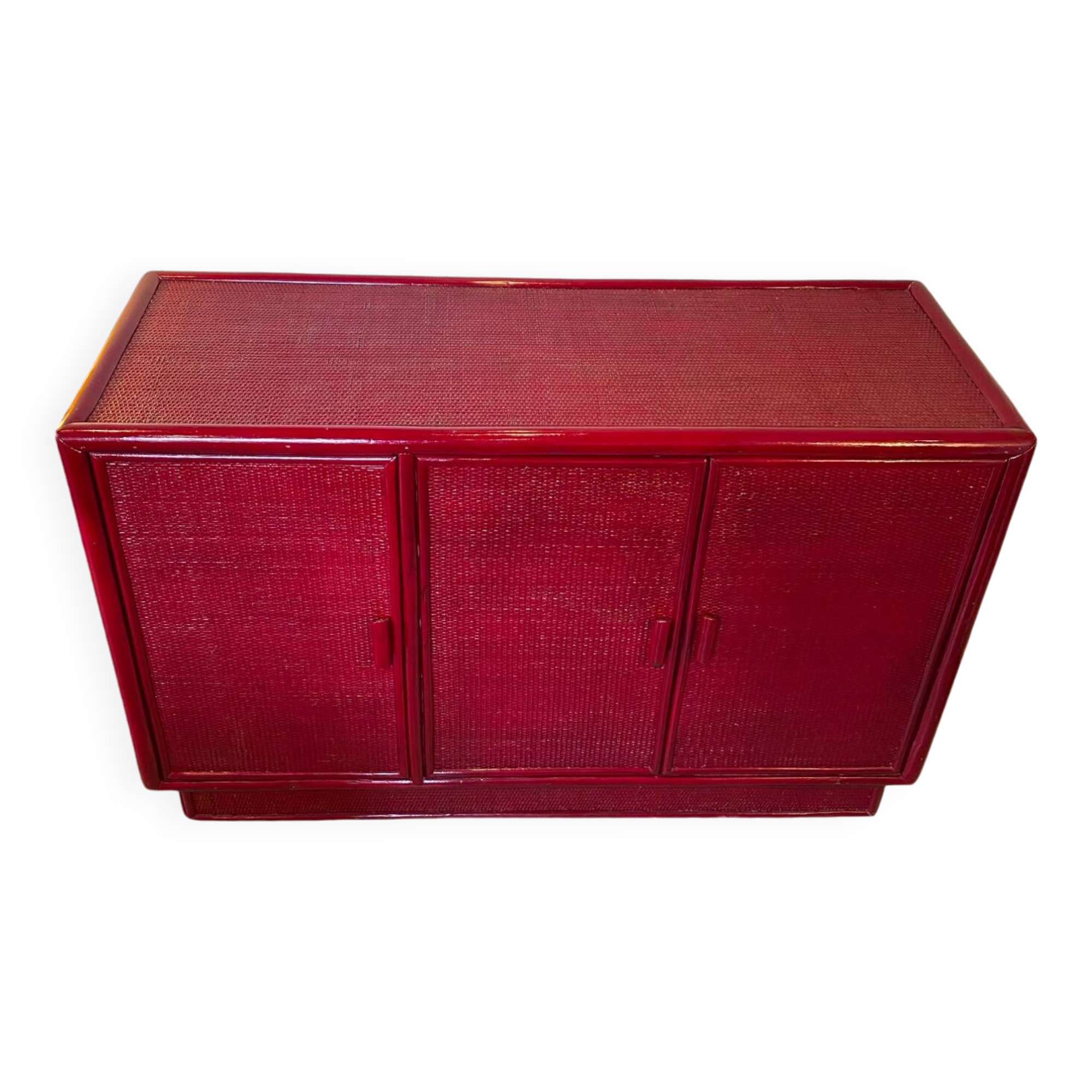 Buffet cannage et rotin laqué 70