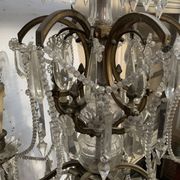 Louis XV style "Fontaine" chandelier in bronze and 20th century pendants