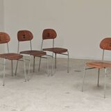 Set of 4 Czech school chairs in industrial style, 1960.