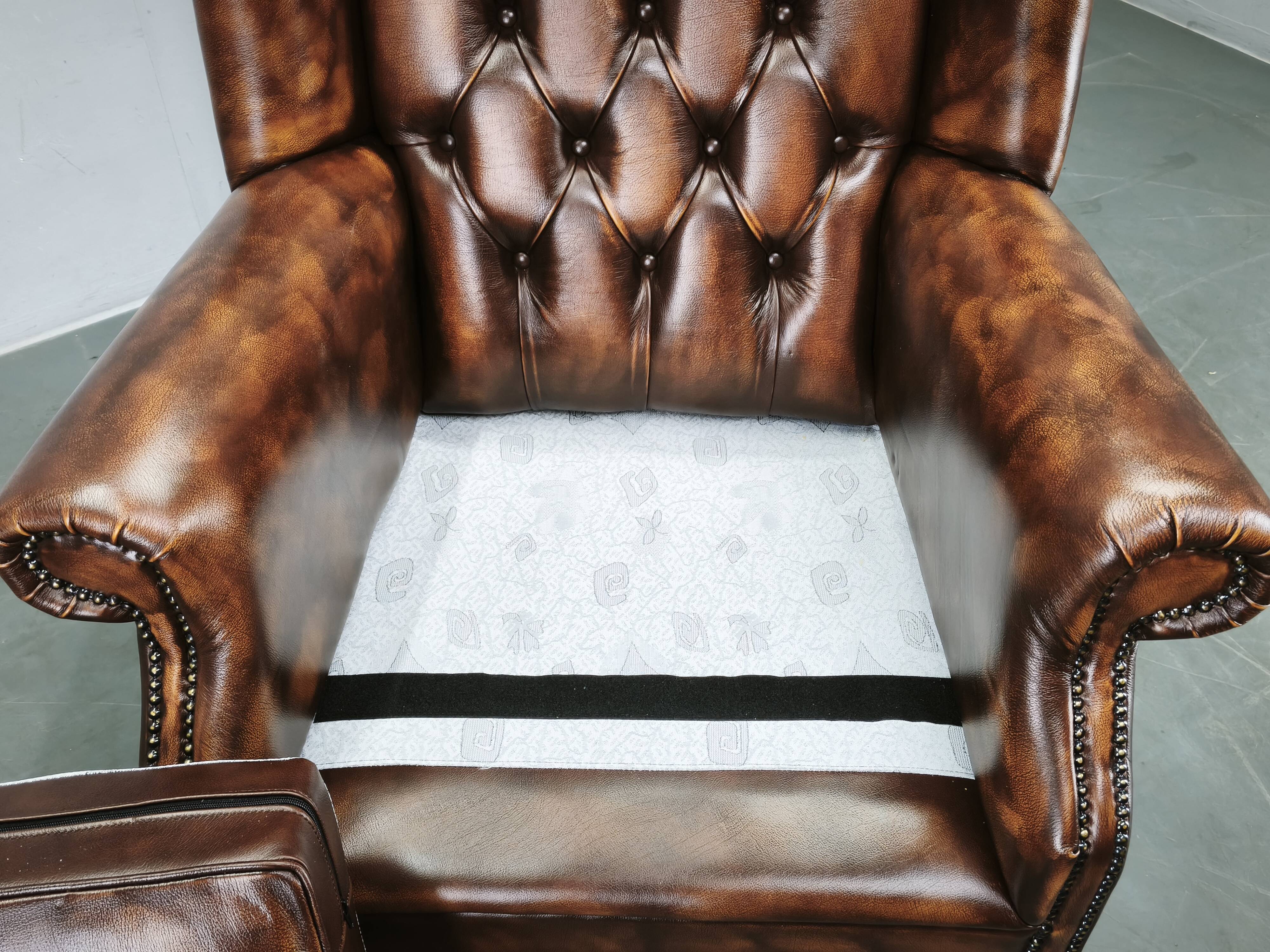 Contemporary Handmade Chesterfield Leather Wingback Armchair 2010s