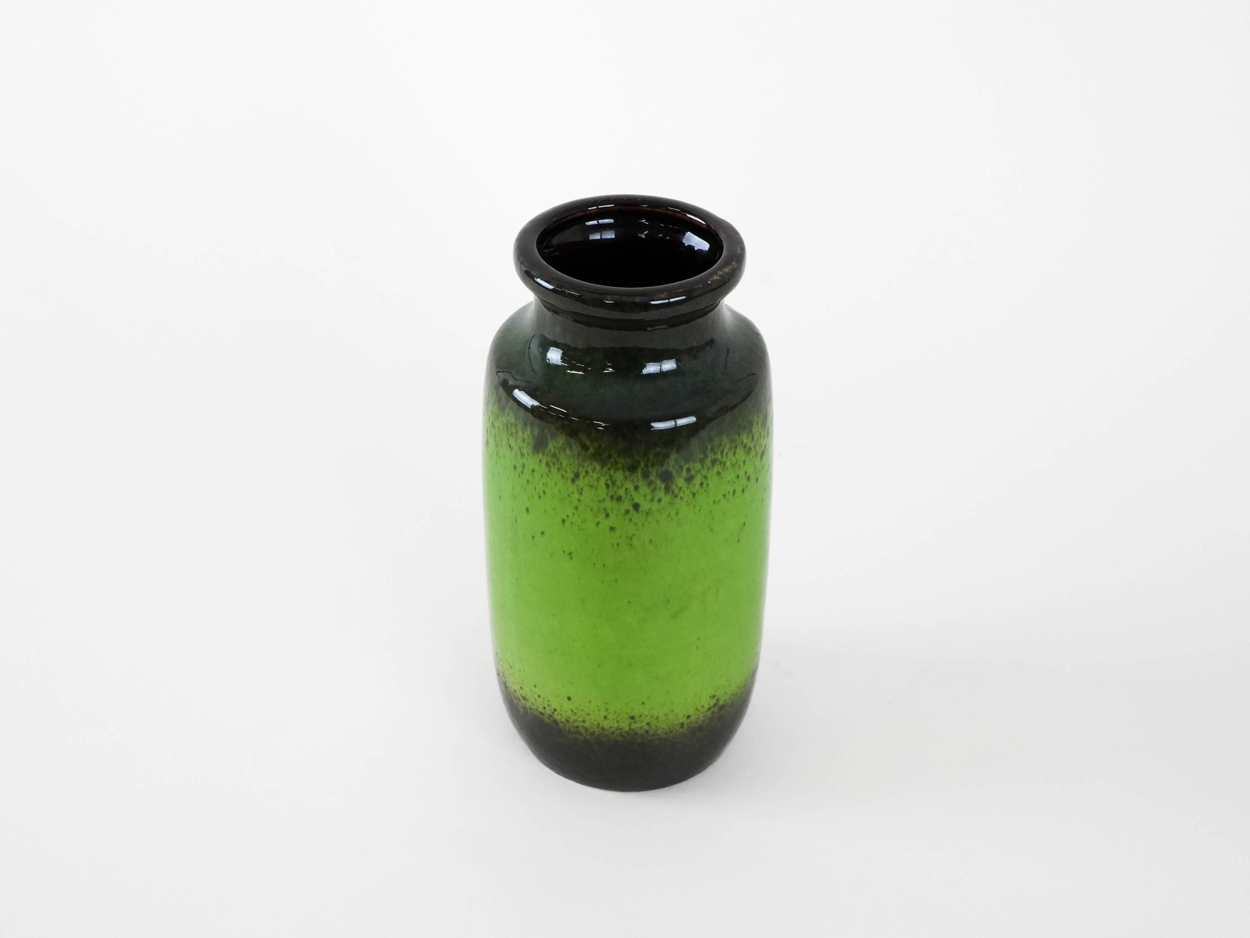 Green ceramic vase, German design, 1970s, made in Germany