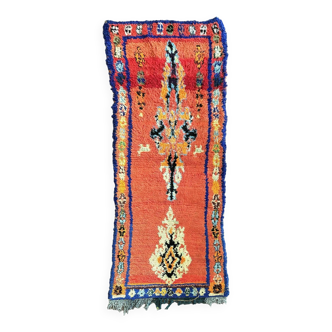 Berber Boucherouite carpet red hallway 90x220 cm