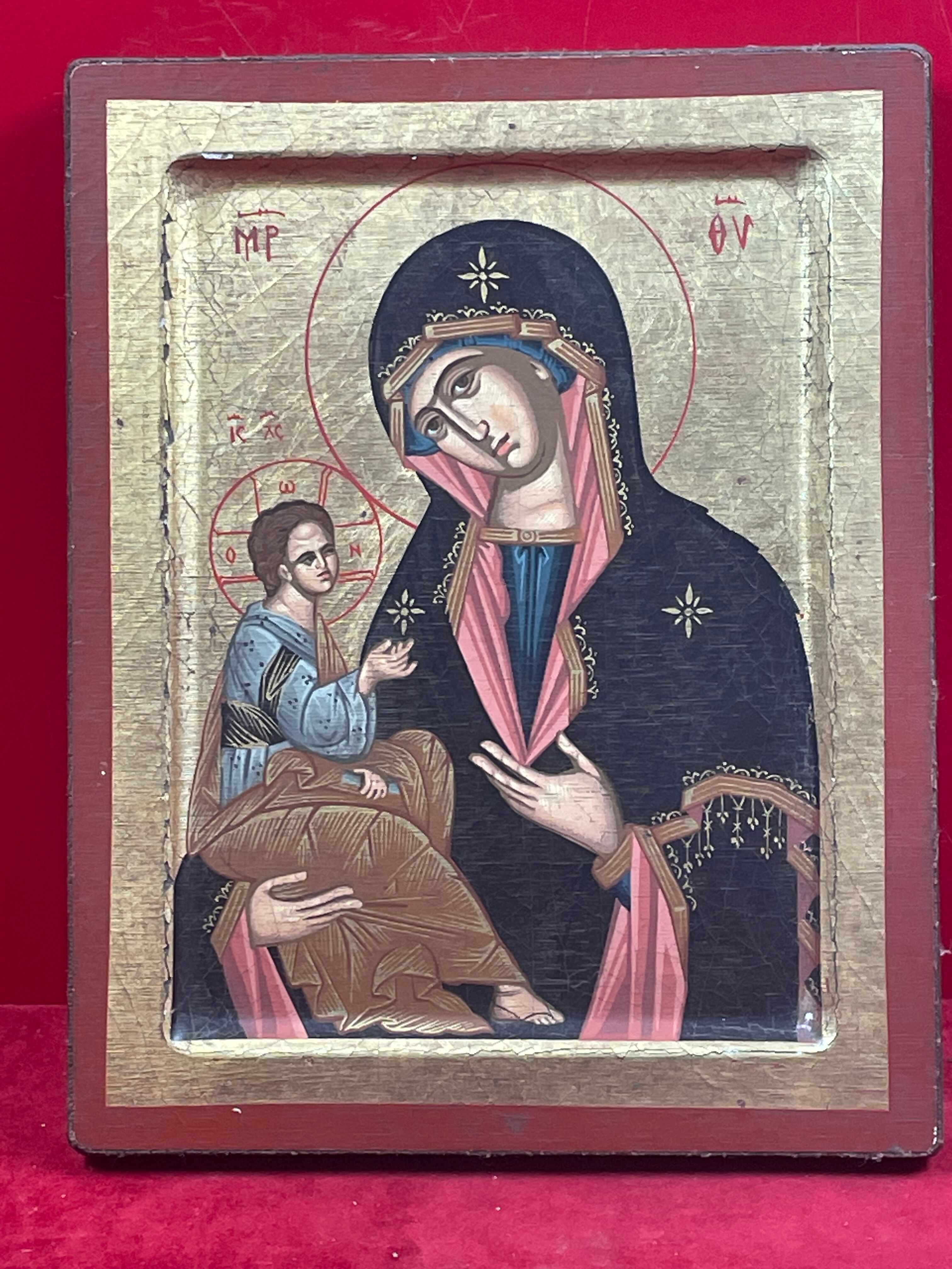 Icon oilcloth on wood, polychrome and twentieth gold, hand painted