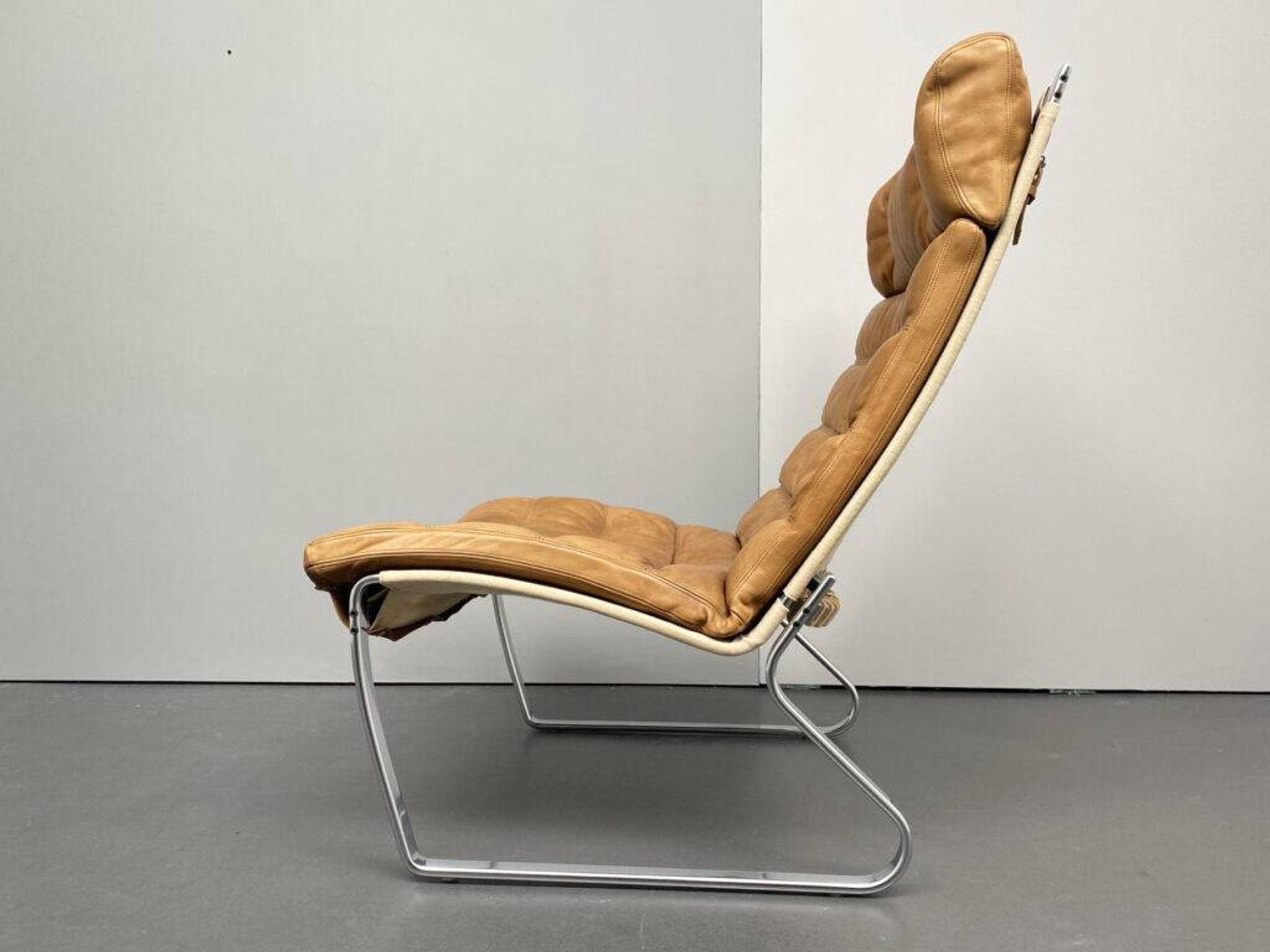 JK 720 lounge chair, cognac-coloured leather, by Jørgen Kastholm for Kill International, 1970s