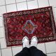 1960s Handmade Wool Rug with Red Medallion, 63 × 91 cm - 1C1289