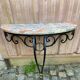 Vintage wall console in wrought iron and marble