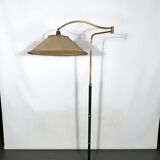 Arredoluce Monza, vintage brass and leather floor lamp. 40s
