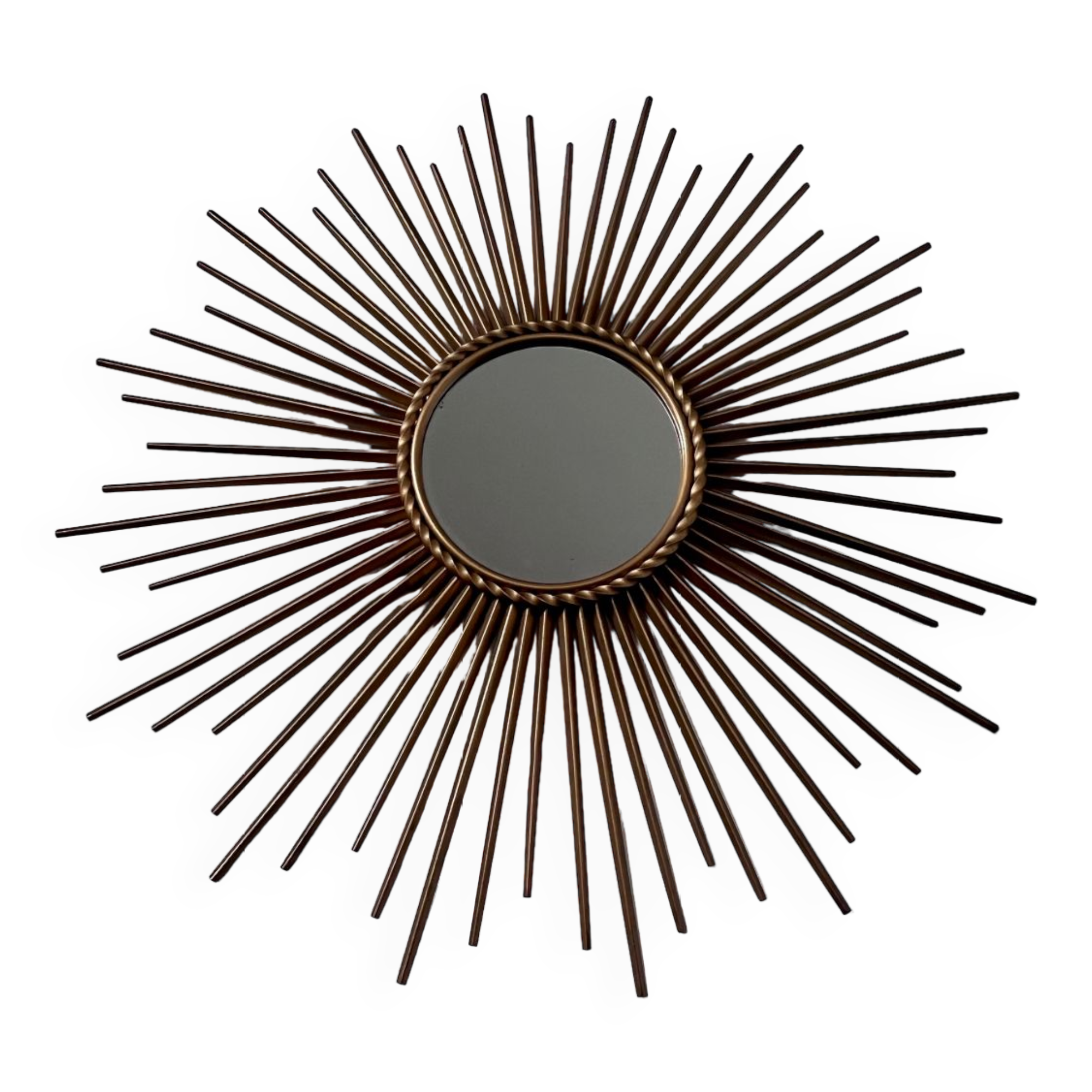 Old sun mirror in gold metal design from the 60s Chaty Vallauris