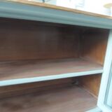 Buffet, vintage serving trolley re-enchanted in verdigris, wooden top.