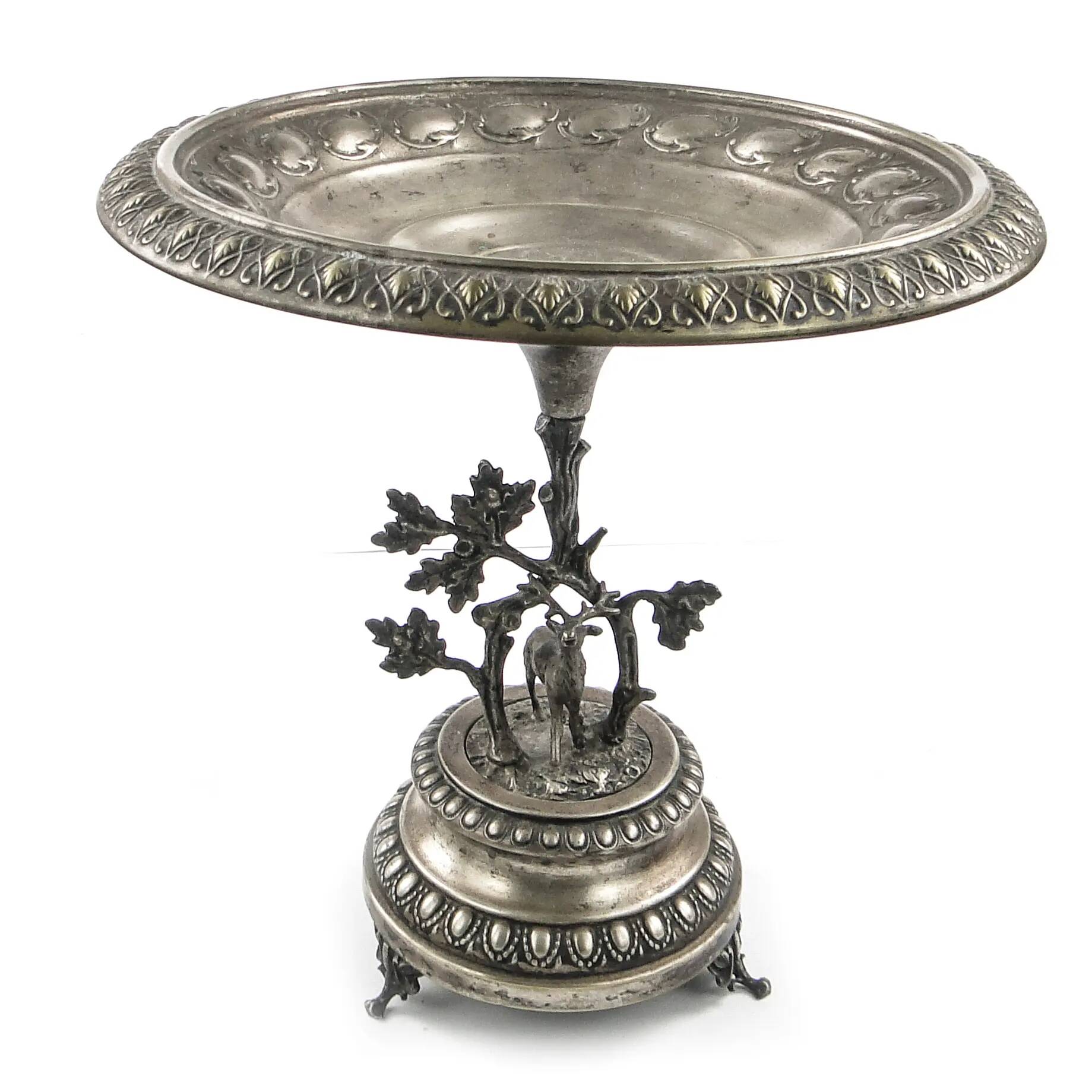 Figural eclectic fruit bowl, silver-plated brass, Poland, 19th century