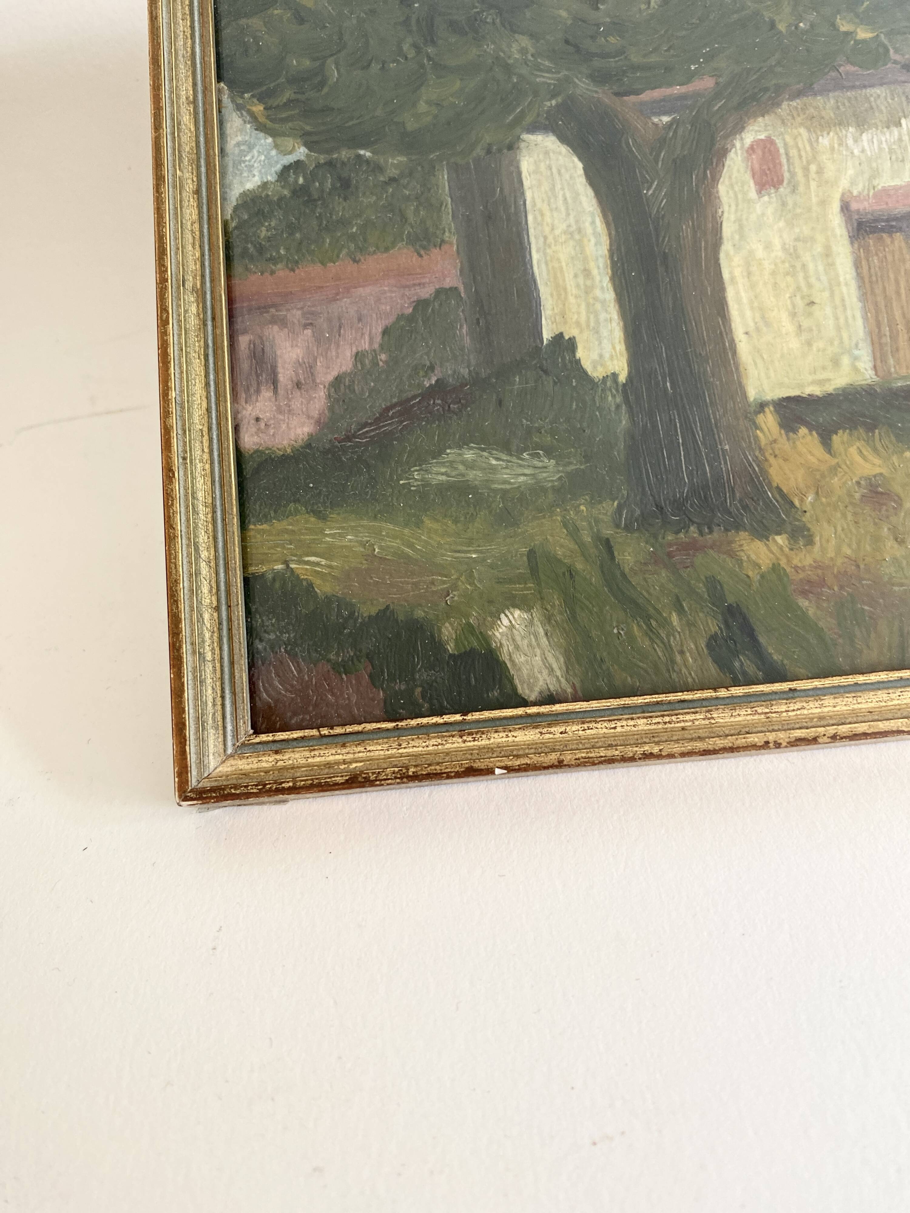 Oil circa 1900, wooden frame and glass