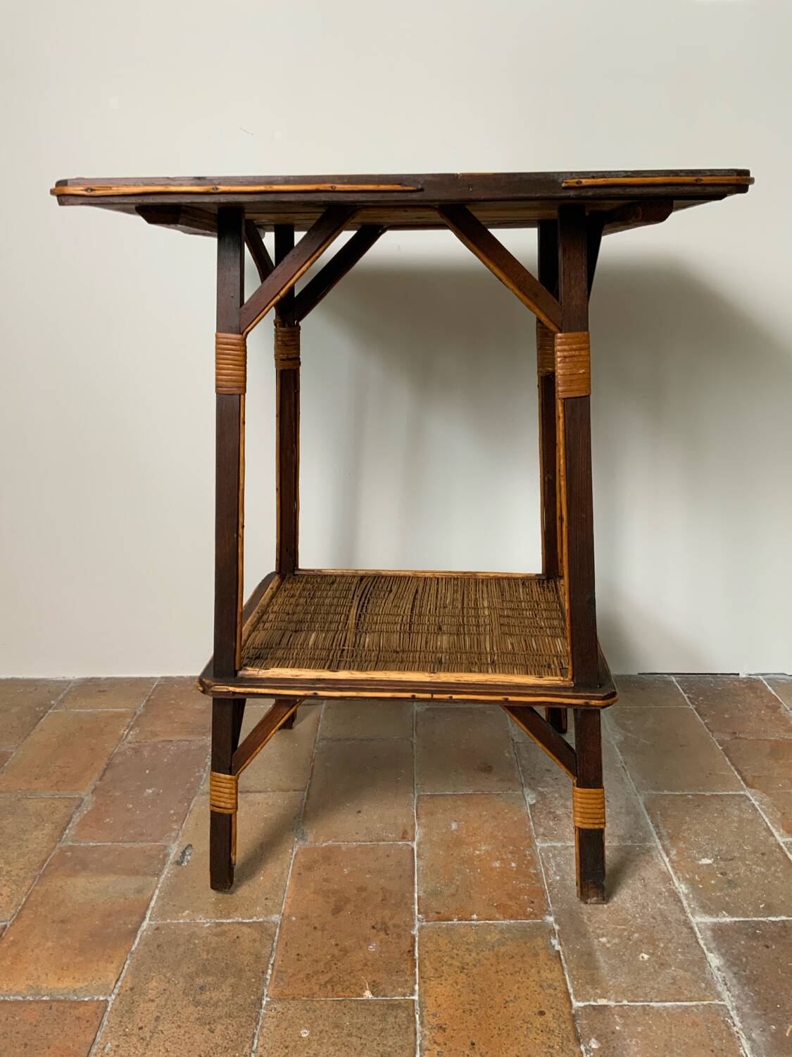 Wood and rattan table