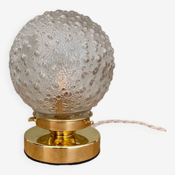 Vintage globe table lamp in molded glass